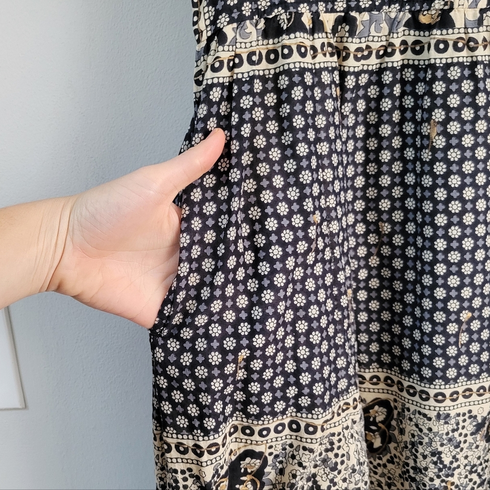 Draper's & Damon's Cotton Peasant Dress Women's Size PL Cottagecore Boho Hippie - Picture 9 of 10